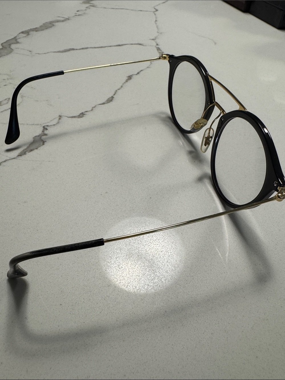 Ray-Ban Black Round Sunglasses with Gold Double Bridge frame- - Picture 9 of 11